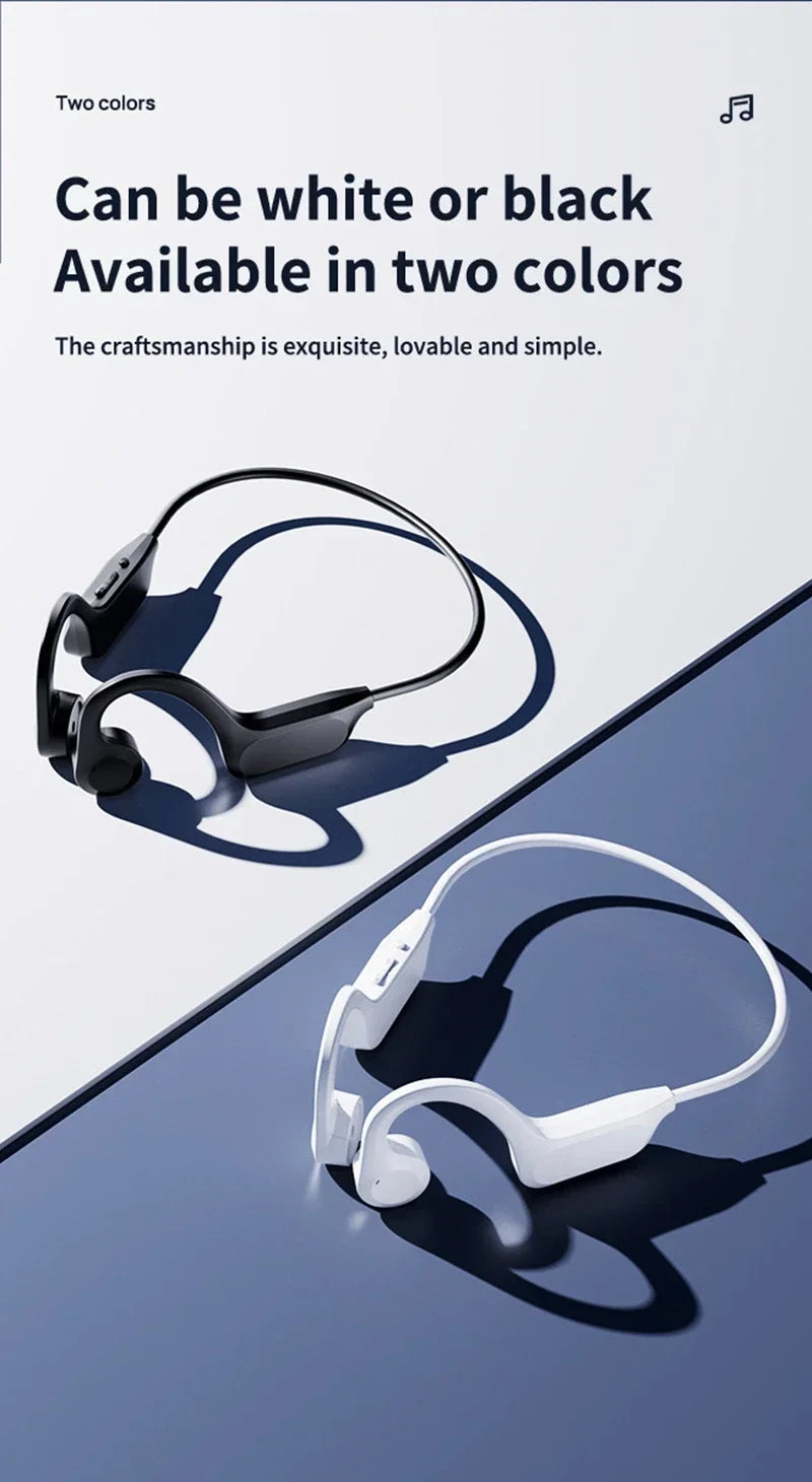 Wireless Bone Conduction Headphones Bluetooth Sport Earphone with Mic Hand-free Noise-Cancelling for Swimming And Outdoor Activities