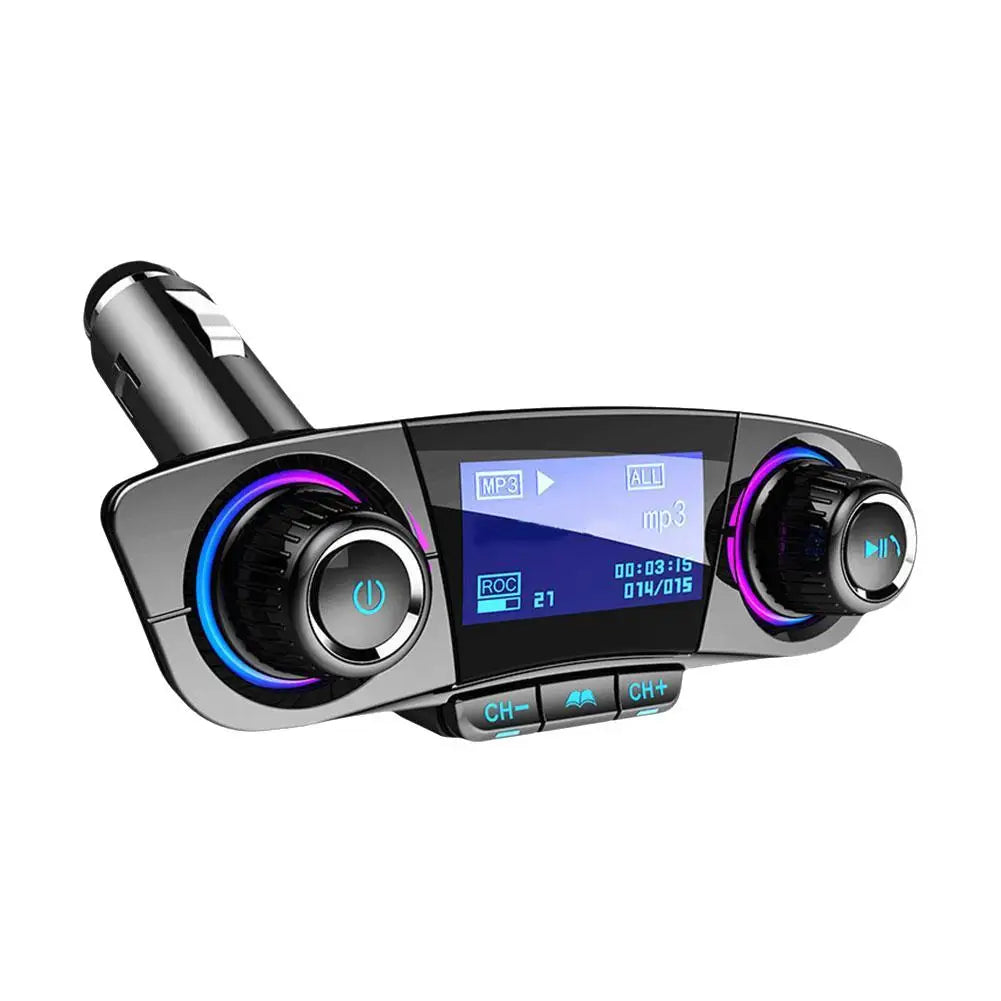 Bluetooth Car Mp3 Player with QC3.0 Fast Charging USB Cigarette Lighter Charger Hands-free FM Transmitter for Vehicle