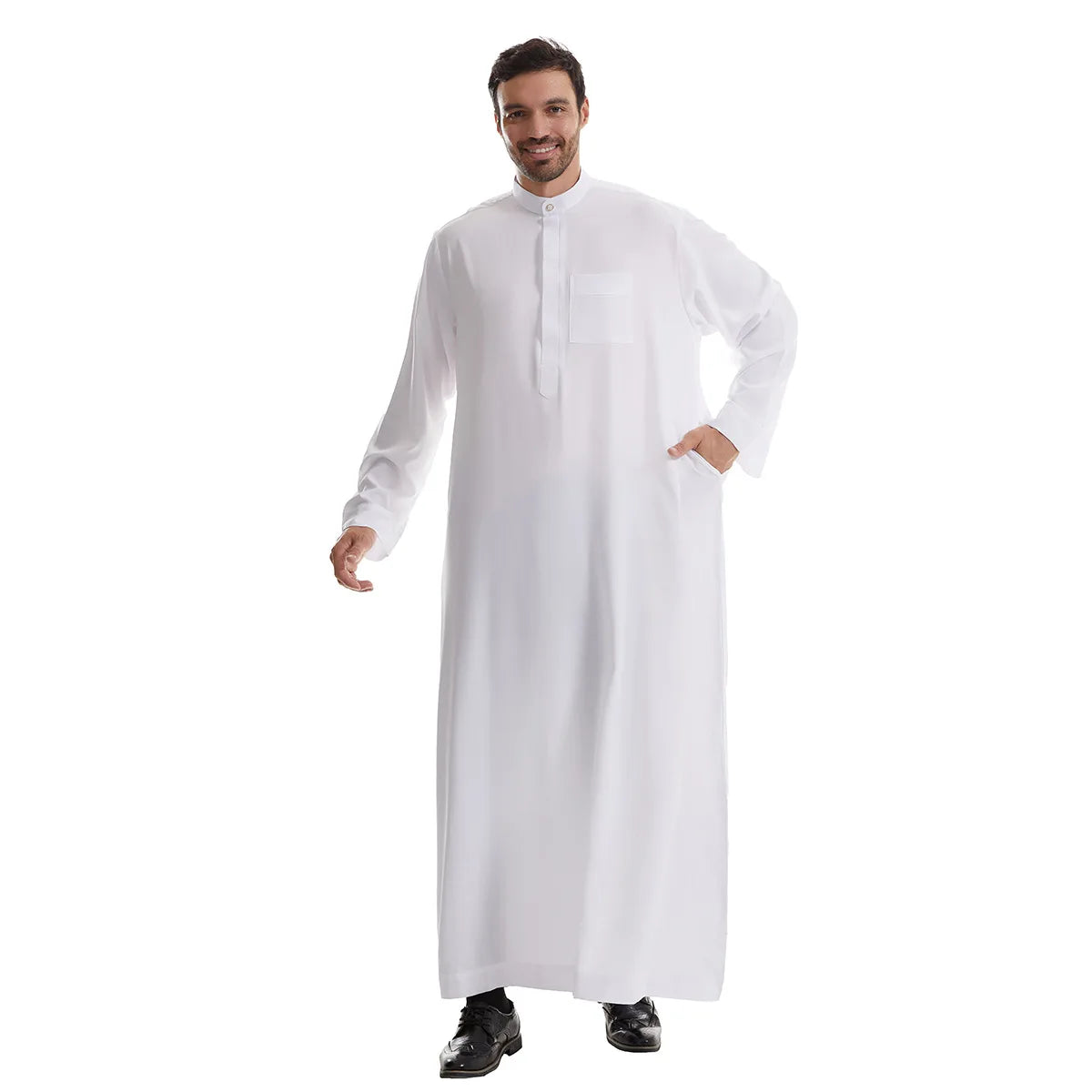 Men’s Muslim Abaya Kaftan Thobe – Long Sleeve Pullover Robe