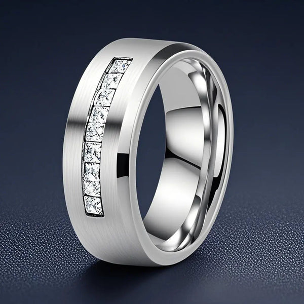 Stainless Steel Zircon Ring for Men and Women