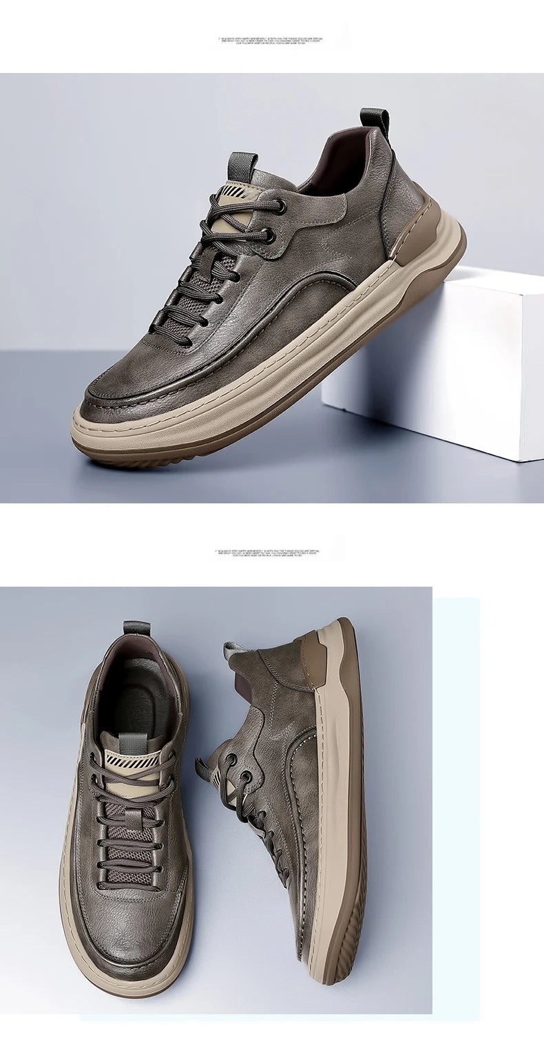 Sport Shoes Genuine Leather Men's Shoes  Brand Casual Shoes Lace up Mens Sneakers Italian Breathable Tenis  Skateboard Shoe