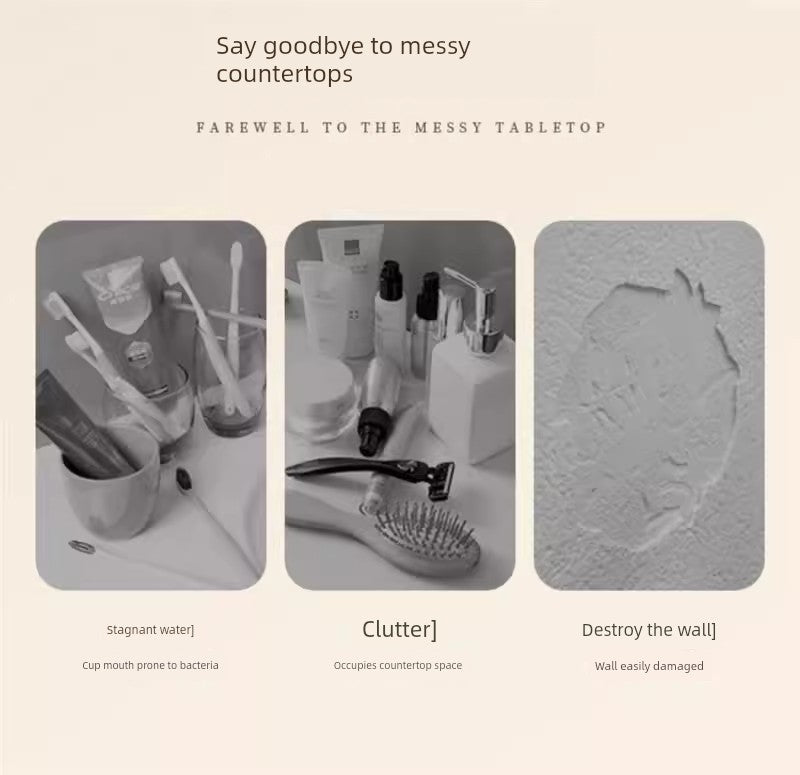 Wall-Mounted Toothbrush Holder with Toothpaste Squeezer | Bathroom Organizer Set