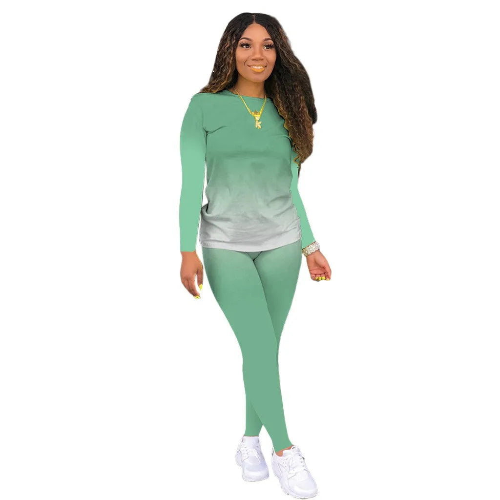 Women’s Plus Size Long Sleeve Gradient Top Casual Slim Fit Shirt