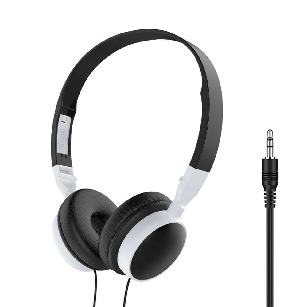 Wired Noise Cancelling Headphones Portable Foldable Sports Earphones with Microphone for PC Game Stereo Music Headset