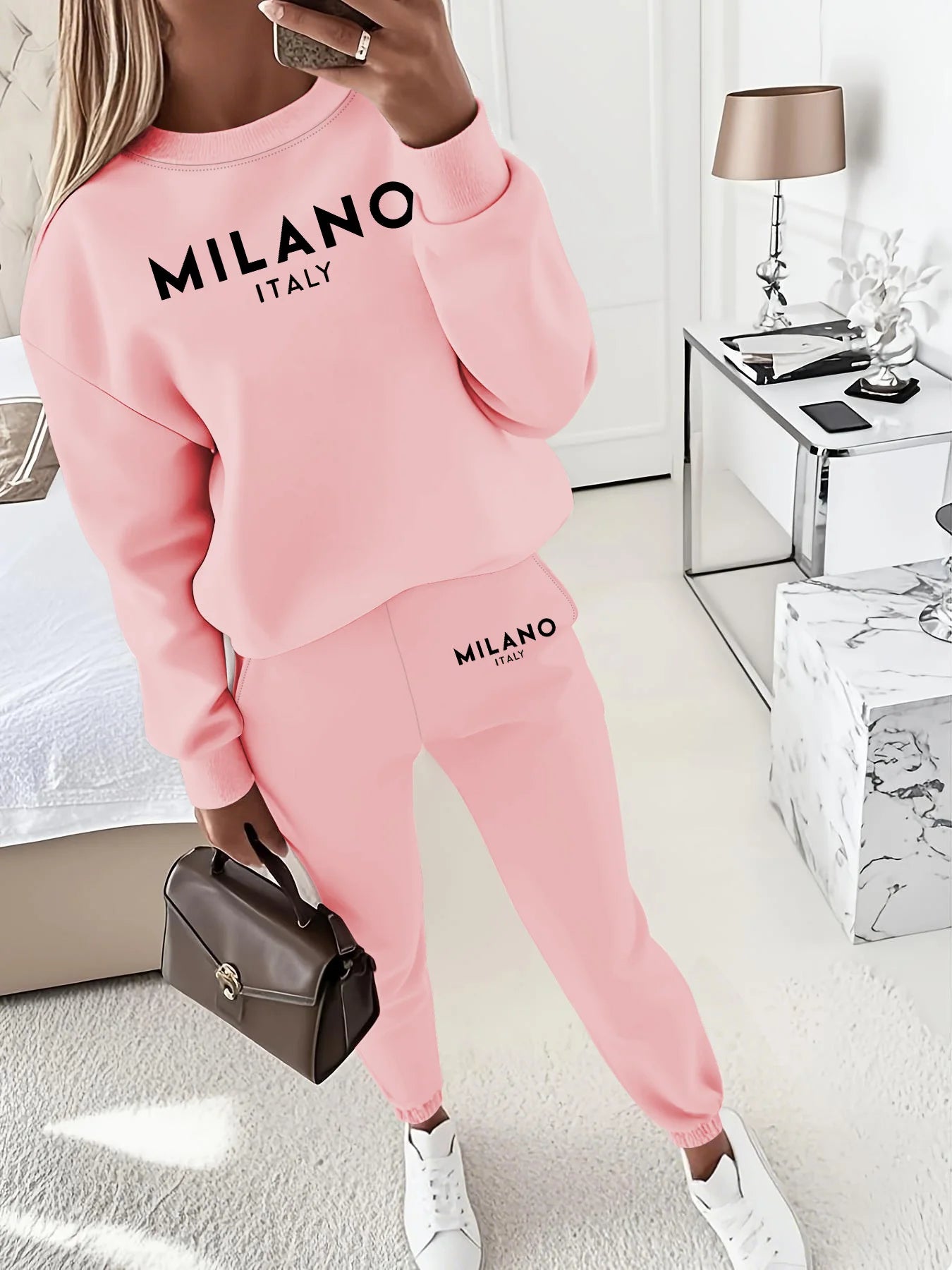 Women’s Warm Hoodie Sweatpants Set Plush Fleece Two Piece Outfit
