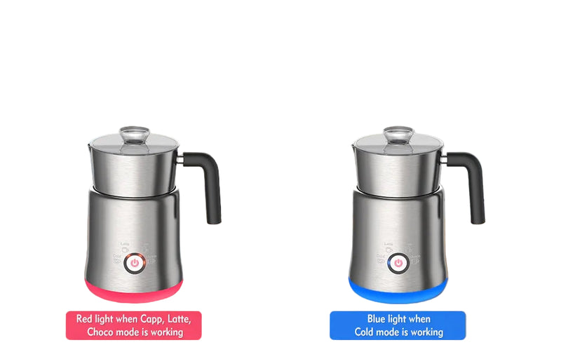 Milk Frother & Steamer – 4-in-1 Electric Hot and Cold Foam Maker for Coffee, Latte, Cappuccino, Stainless Steel with Auto Shut-Off (Silver/Black)