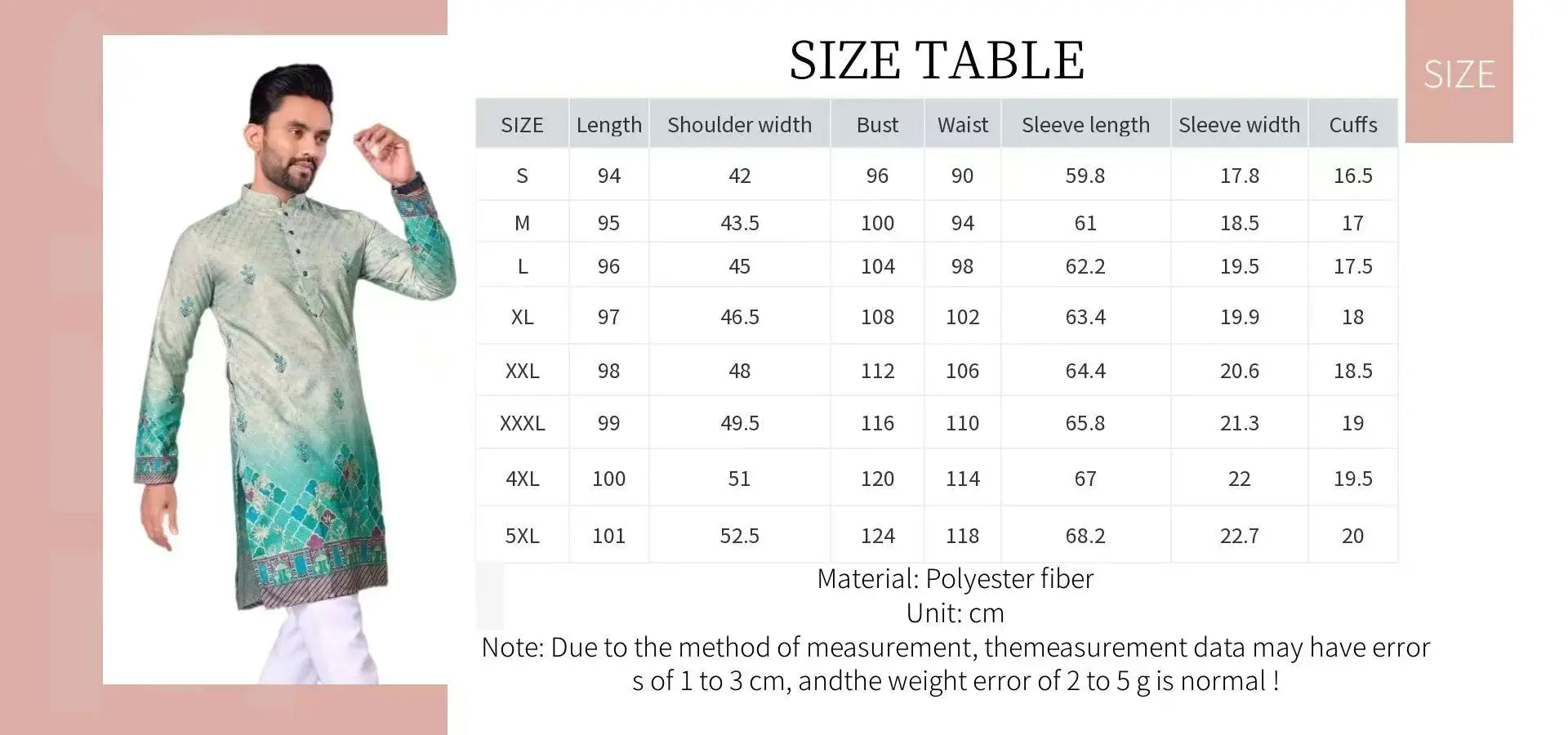 Men’s Kurta Caftan Robe – Long Sleeve Ethnic Traditional Wear