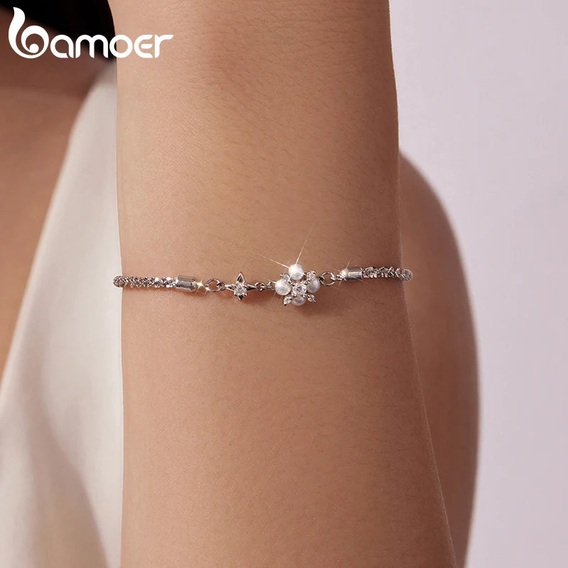 Silver Bracelets Natural Pearl Starlight Bracelet Adjustable Wrist Link Chain with GRA for Women