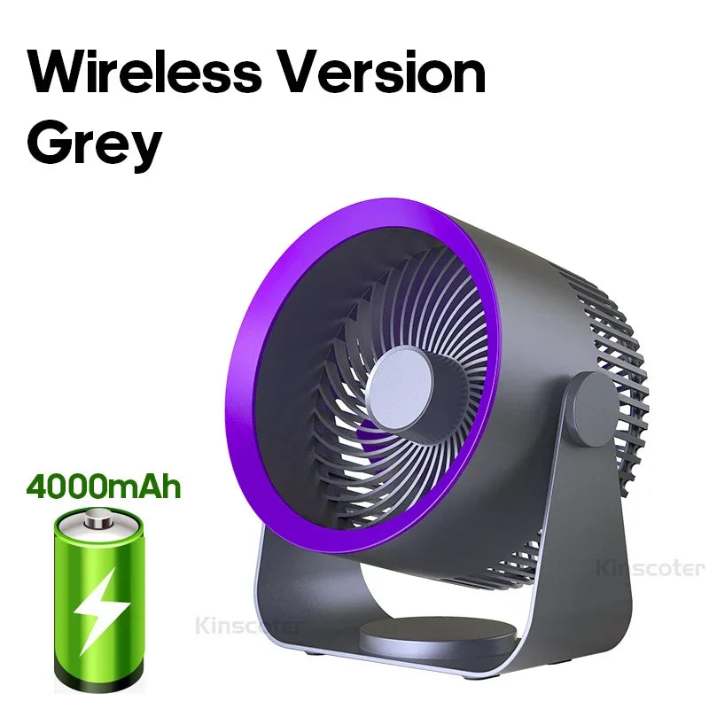 Portable Rechargeable Electric Fan Circulator – Quiet Wireless Desktop Cooling Fan for Home & Office