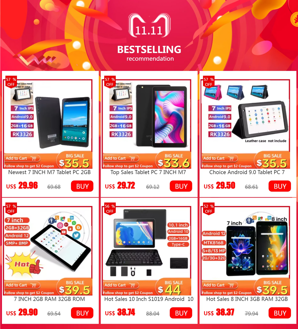 New Arrival 7 INCH MT-701 WIFI Tablet PC 1GB RAM 16GB ROM Sun8iw15 Quad-Core Android 10 Dual Camera Quad-Core 1024 x 600 pixels
