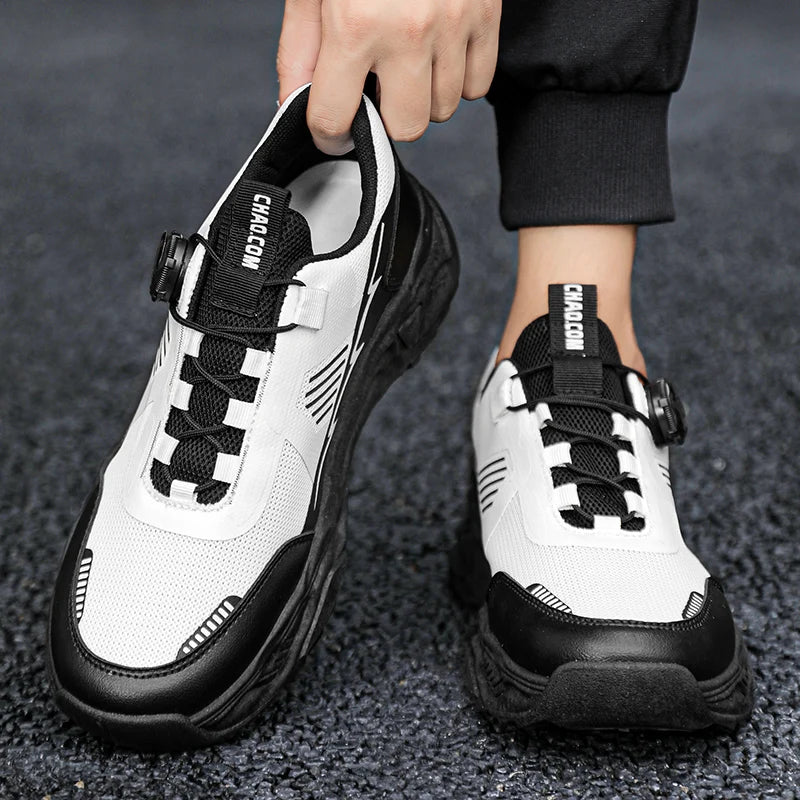 Men's Korean breathable casual sports shoes four season new soft soled Rotating shoelaces outdoor running shoes student sneakers