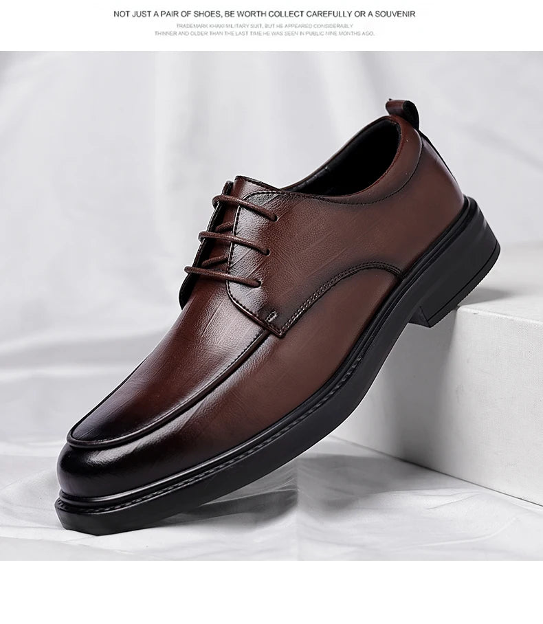 Spring/Summer Men 37-45 Men's Flat/6CM Heightening Elevator Shoes Business Formal Leather Shoes Man British Casual Wedding Suit