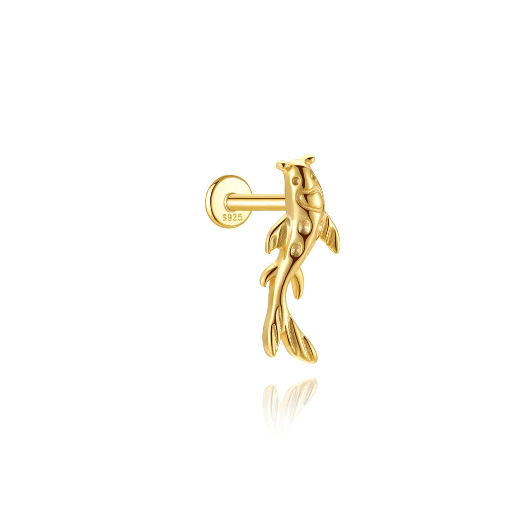 CANNER 1PC 925 Sterling Silver Eight-pointed Star CZ Piercing Earring For Women Ins Tassel Chain Earring Goldfish Jewelry Gift