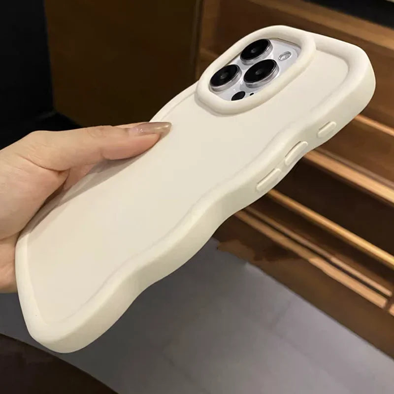 Soft Candy Curly Wave Phone Case For iPhone 11 12 13 14 15 16 17 Air Pro Max 7 8 Plus X XR XS SE Shockproof Bumper Cover Capa