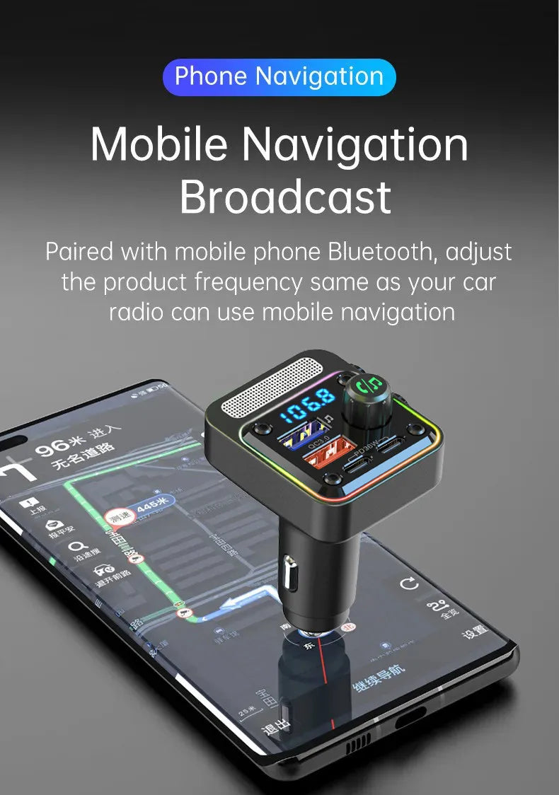 HM13X Car Bluetooth MP3 Player Dual PD 36W Fast Charge Lossless HIFI Music Car FM Transmitter Cigarette Lighter Charger Adapter