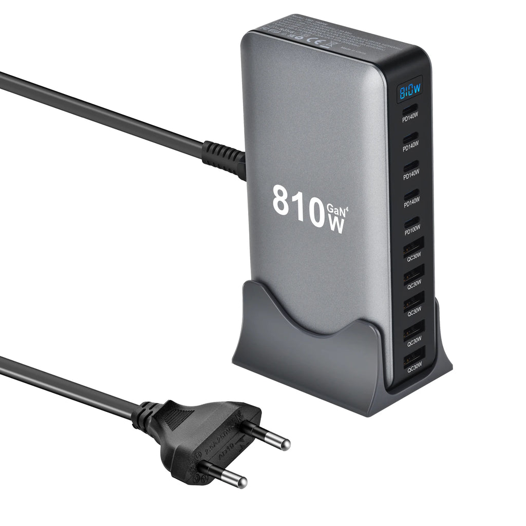 810W GaN Charger USB C Fast Desktop 10-port USB Type C PD3.1 Charger Fast Charging for iPhone Samsung Xiaomi Macbook