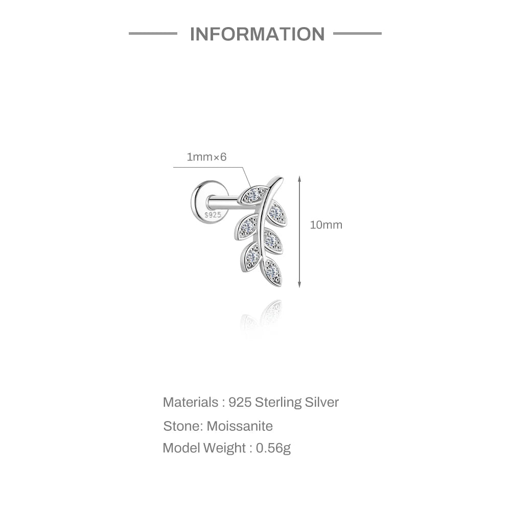 CANNER 1PC Flower Moissanite 925 Sterling Silver Piercing Ear Stud For Women Love Eight-pointed star Stud Earrings Fine Jewelry