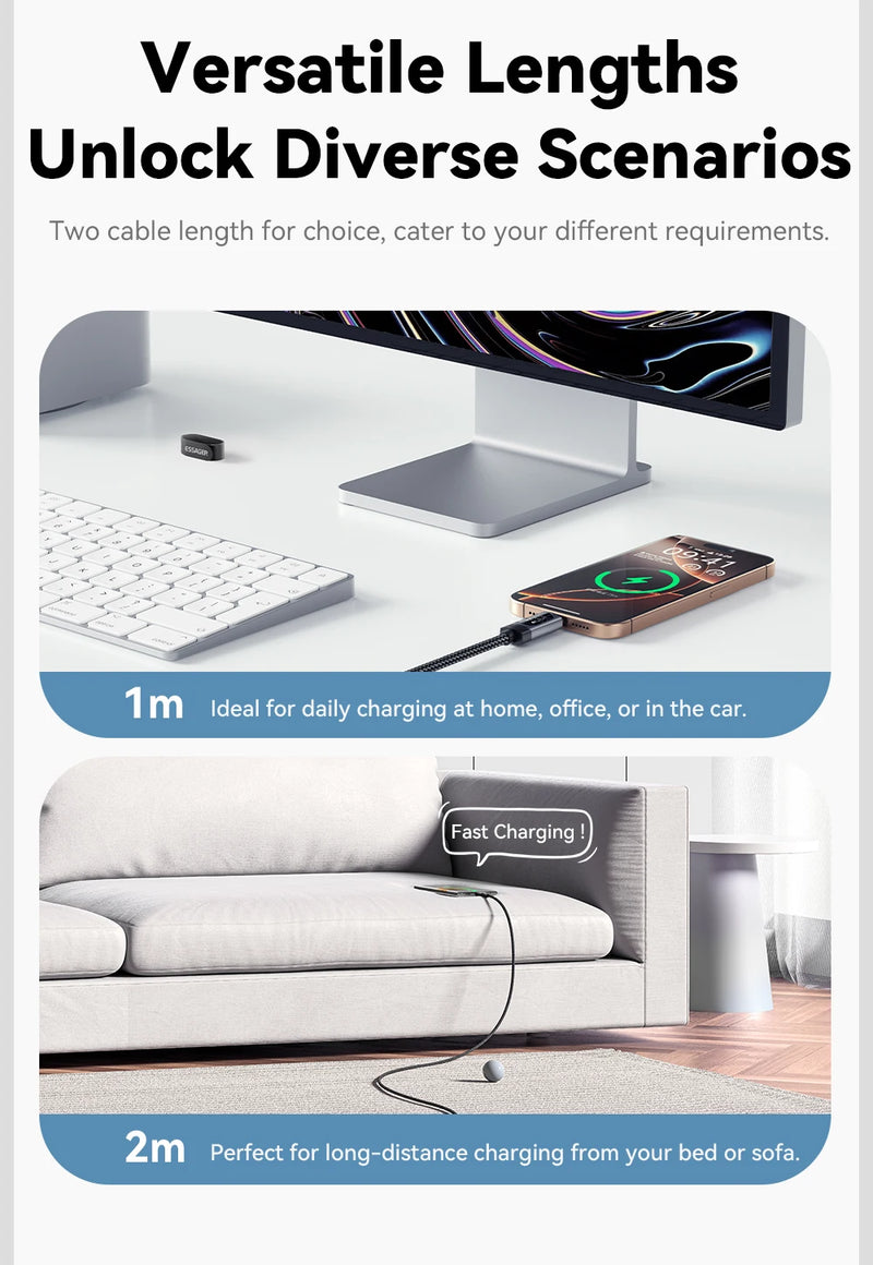 Power up your devices quickly and safely with this 100W USB-C to USB-C Fast Charging Cable — built for speed, durability, and convenience.