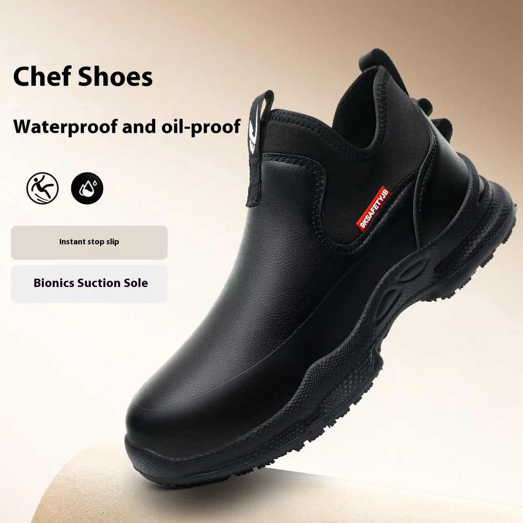 Chef Shoes Four Seasons Anti Slip Oil Resistant Business Casual Men's Work Shoes Fashion Comfort Soft Soled Waterproof Shoes