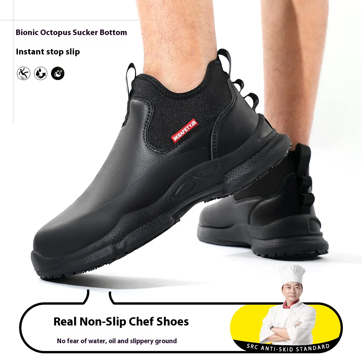 Chef Shoes Four Seasons Anti Slip Oil Resistant Business Casual Men's Work Shoes Fashion Comfort Soft Soled Waterproof Shoes