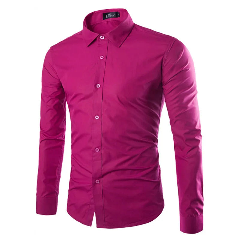 Colors Solid Color Men's Fashionable Candy Color Shirt Men's Casual Long Sleeve Shirt for Men