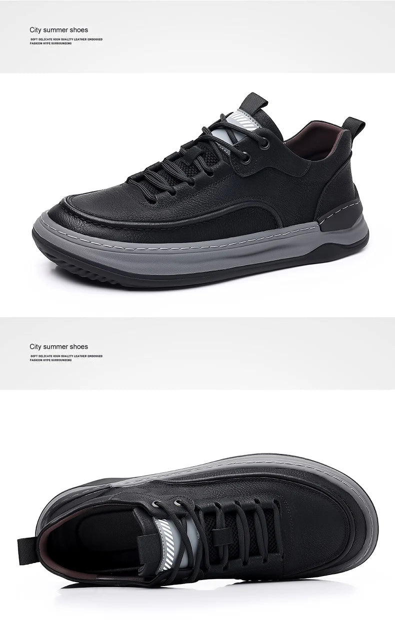 Sport Shoes Genuine Leather Men's Shoes  Brand Casual Shoes Lace up Mens Sneakers Italian Breathable Tenis  Skateboard Shoe
