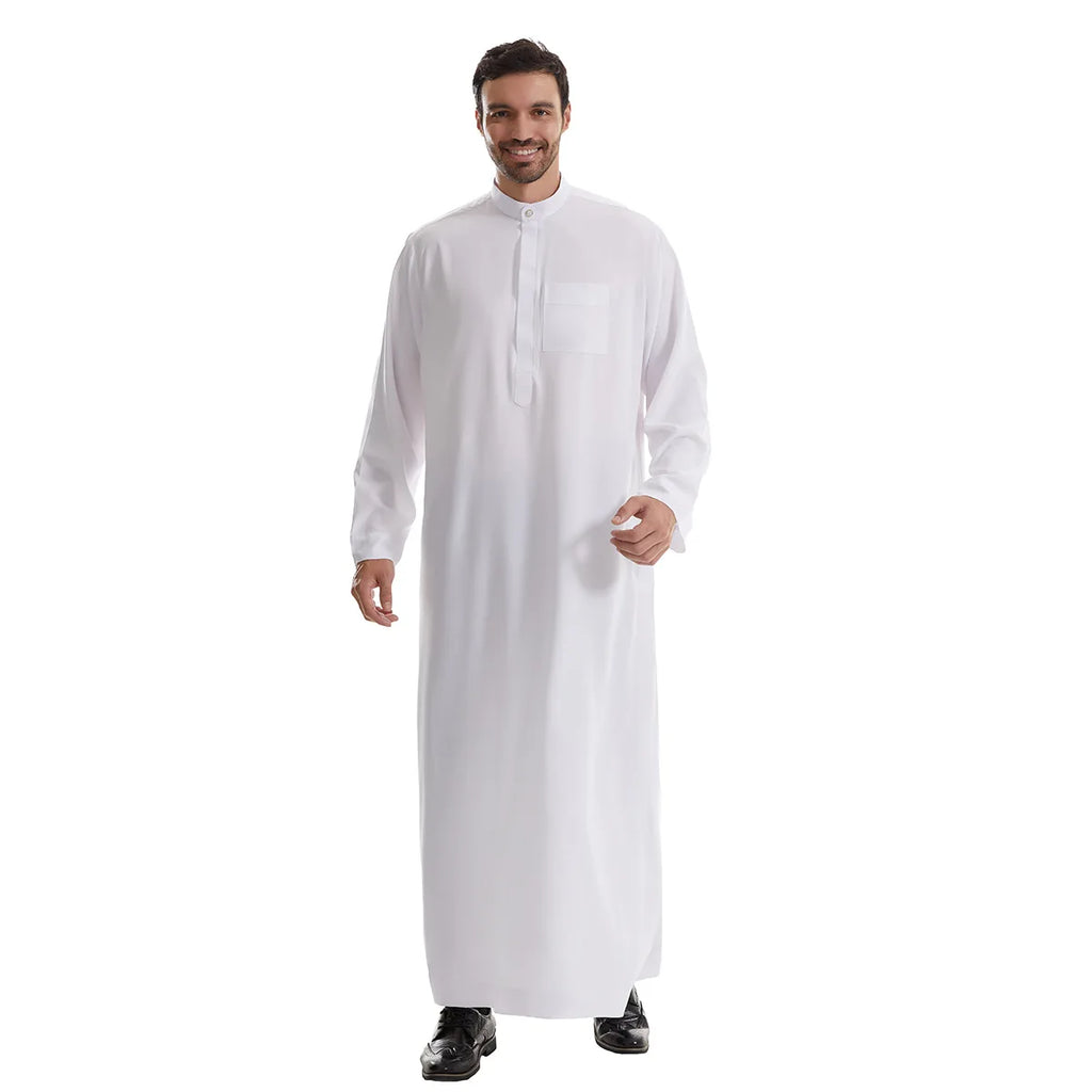 Men’s Muslim Abaya Kaftan Thobe – Long Sleeve Pullover Robe