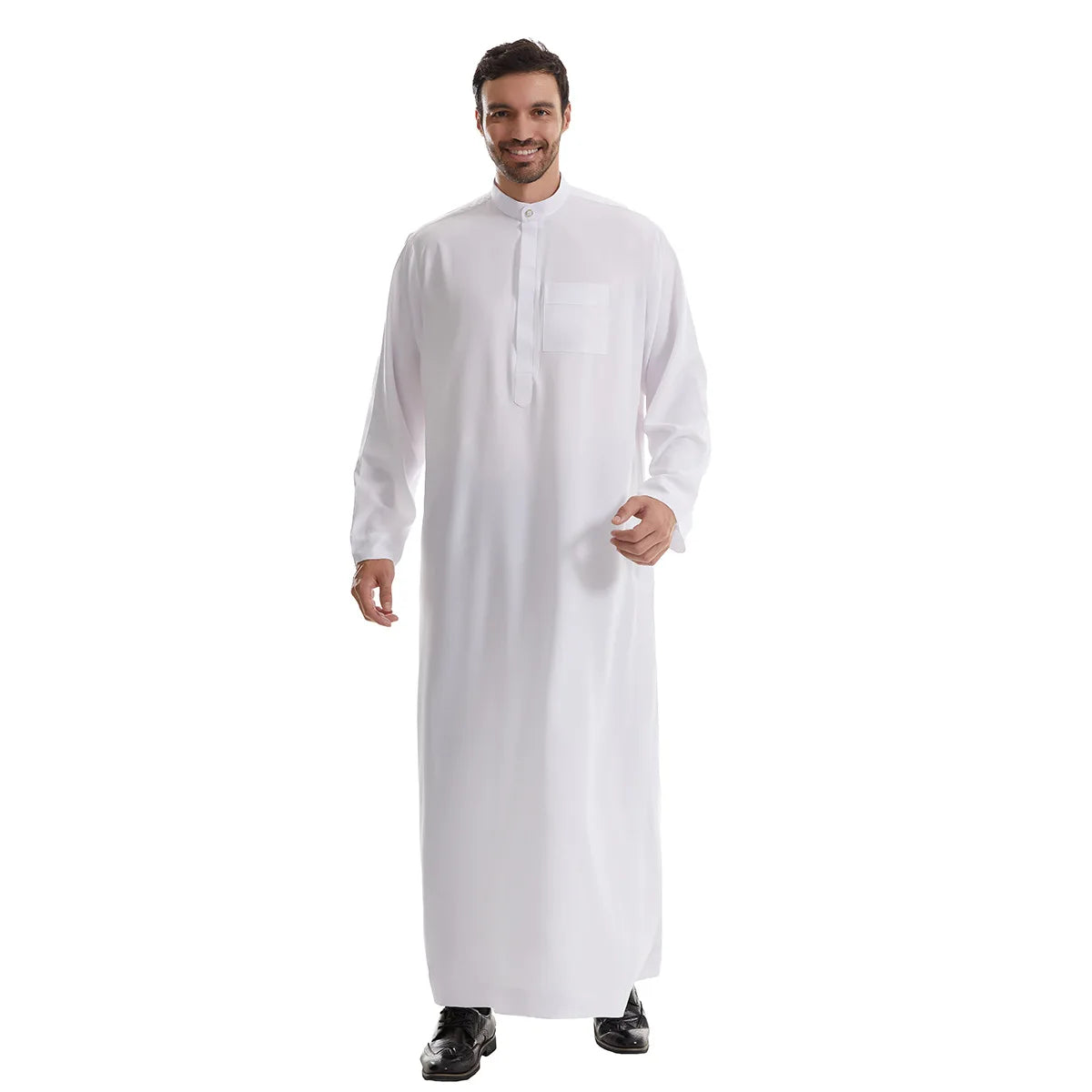 Men’s Muslim Abaya Kaftan Thobe – Long Sleeve Pullover Robe