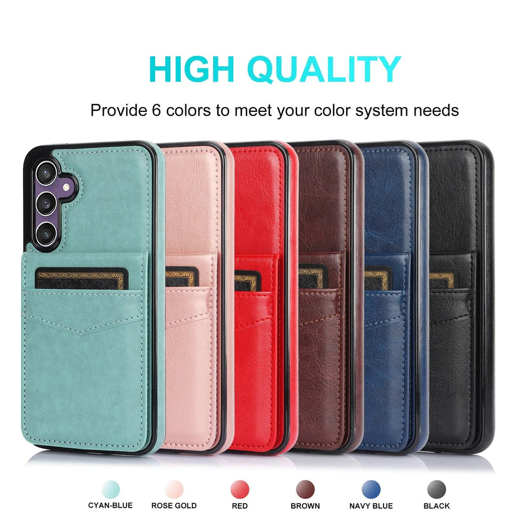Flip Leather Card Solt Holder Wallet Case For Samsung Galaxy S25 Ultra S24 Plus S23 FE S22 S21 A16 A35 A55 A54 Stand Bag Cover
