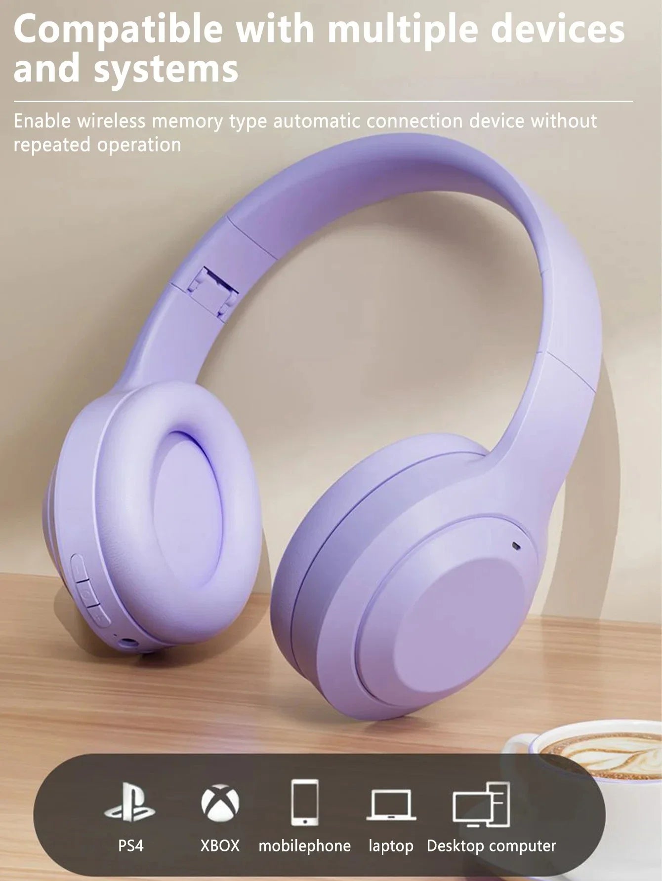 Lenovo Wireless Bluetooth 5.3 Earphones Foldable Computer Wireless Headphones 360° Stereo Sound Gaming Headset Android and iOS