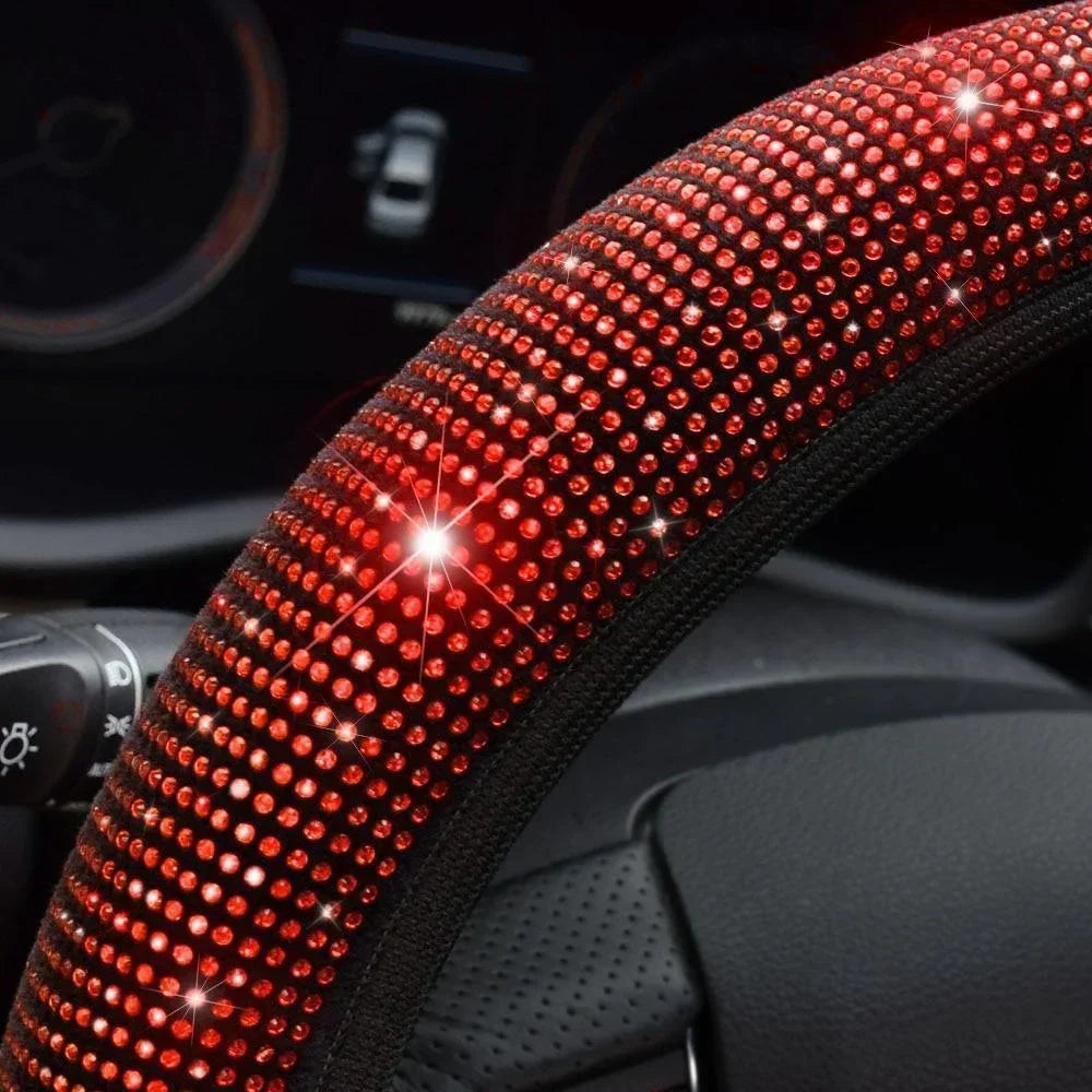 37/38cm Car Steering Wheel Cover Universal Bling Diamond Rhinestones Elasticity Interior Car Accessories for Four Seasons