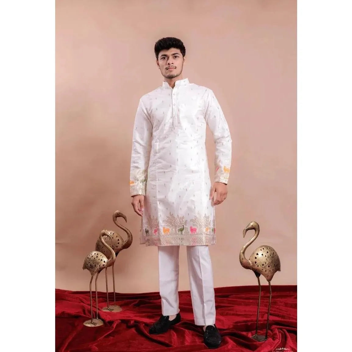 Men’s Kurta Caftan Robe – Long Sleeve Ethnic Traditional Wear