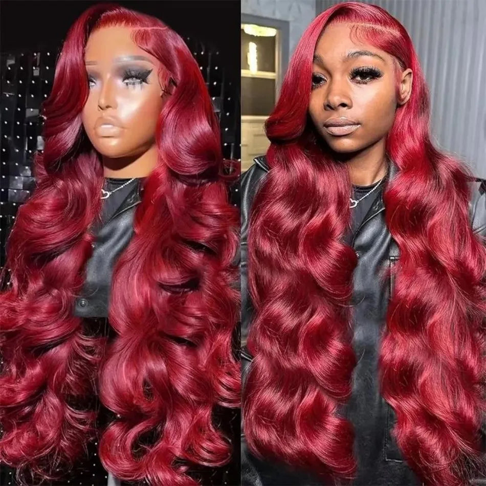 99J Burgundy 13X6 Hd Lace Frontal Human Hair Wigs Body Wave Lace Front Wigs Colored Ginger Human Hair Wigs 250 Density For Women