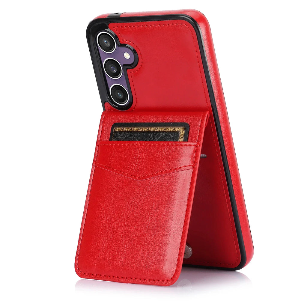 Flip Leather Card Solt Holder Wallet Case For Samsung Galaxy S25 Ultra S24 Plus S23 FE S22 S21 A16 A35 A55 A54 Stand Bag Cover