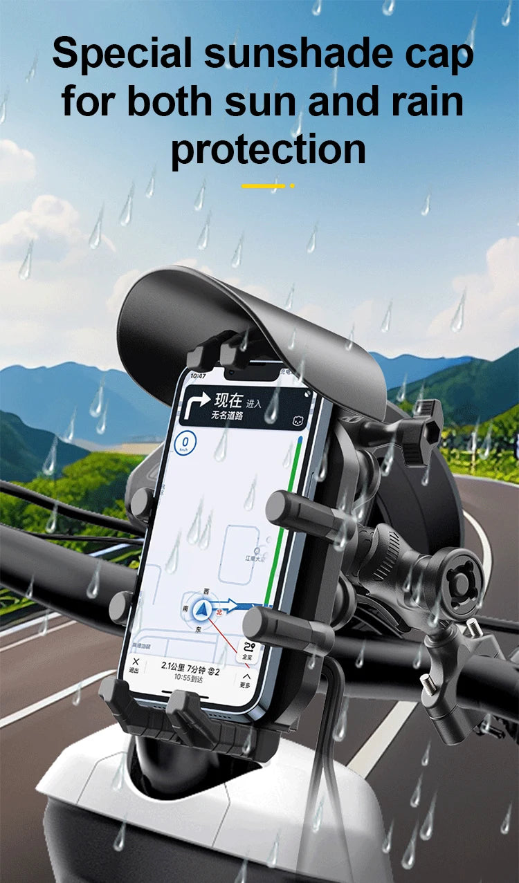 Shockproof & Light Blocking Motorcycle Phone Holder Wireless Charger & 18W USB 30W Type C Fast Charging Motorbike Bicycle Stand