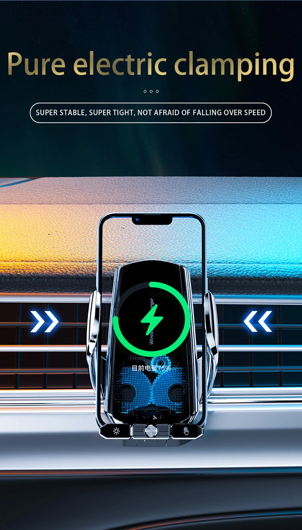 Car Phone Holder Wireless Charger For iPhone 12 13 14 15 Pro Max Sucker For Windshield Dashboard Air Vent Fast Charging Station