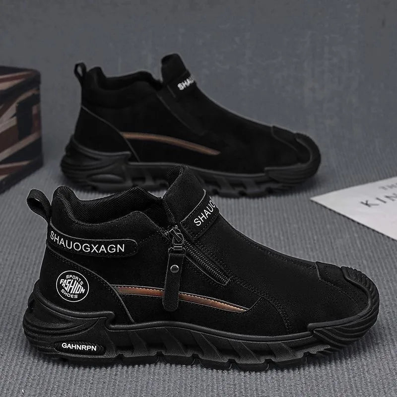 Men’s Casual Zipper Sneakers Breathable Non Slip Outdoor Shoes