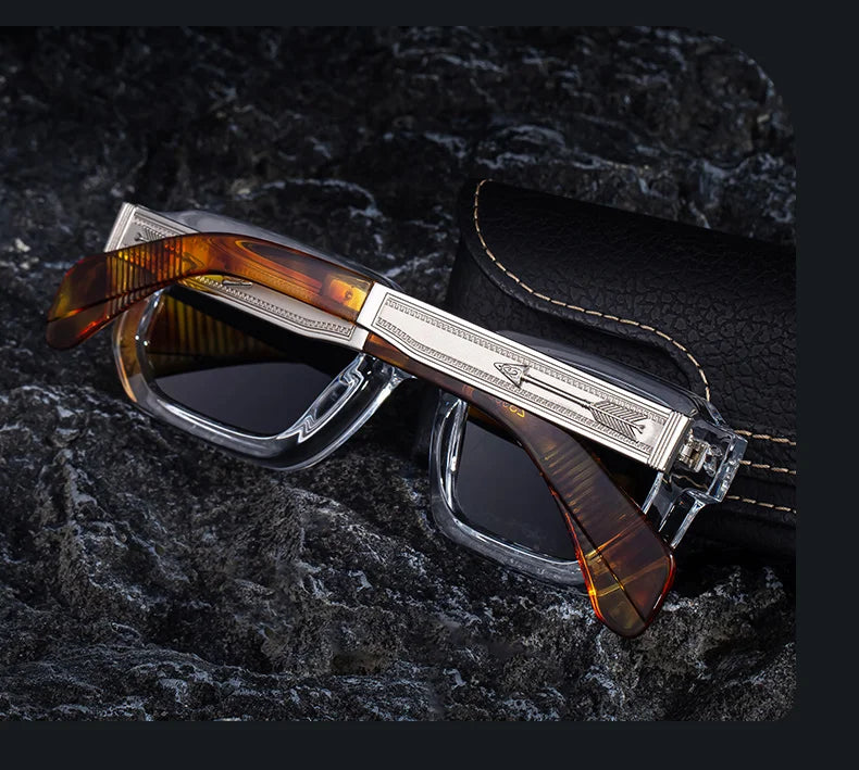 Men's Luxury Square Sunglasses UV400 Driving Eyewear Classic Casual Fashion Shades for Adults Alloy Frame
