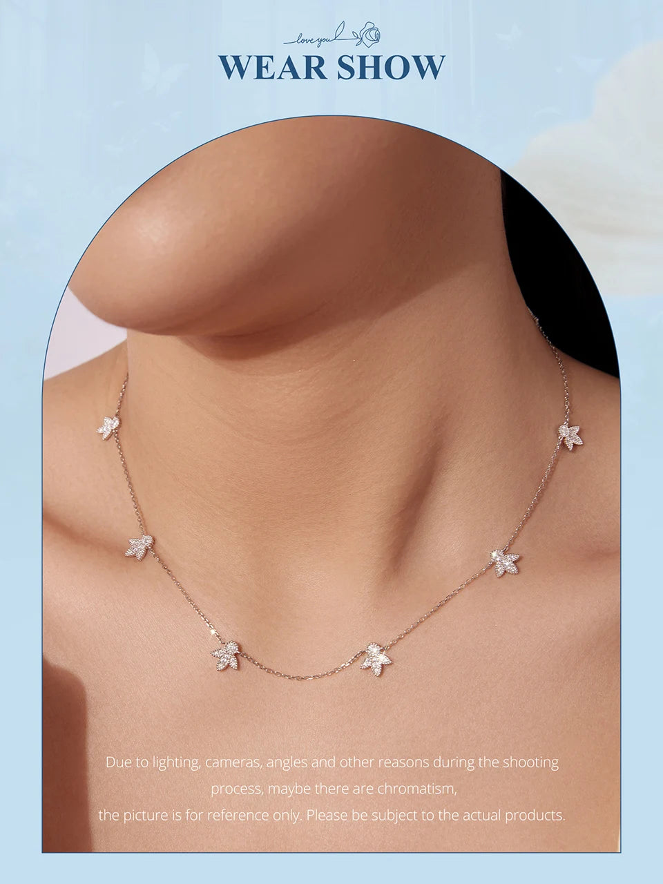 Necklace Lucky Clover 925 Sterling Silver Round Cut Diamond Beads Chain Fashion Collarbone Chain Fine Jewelry