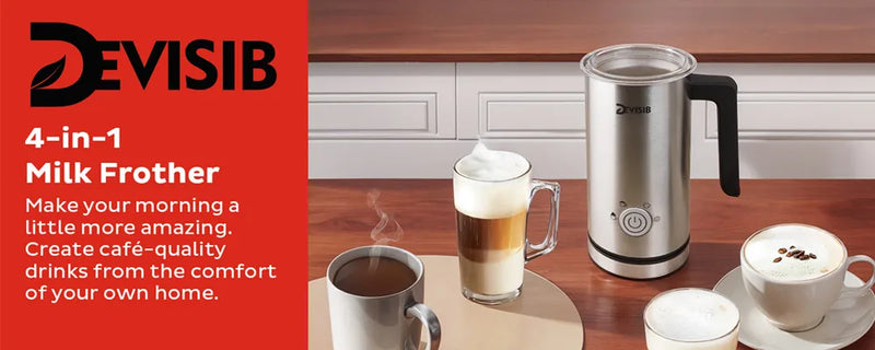 Electric Milk Frother & Steamer – Hot & Cold Foam Maker for Coffee, Latte & Cappuccino, 4-in-1 Stainless Steel Frother”