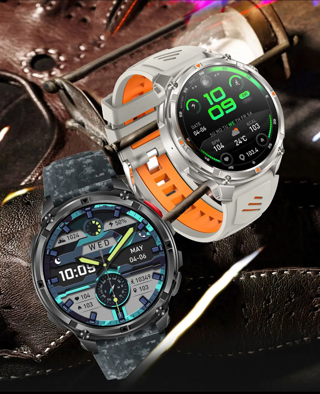 Men Smart Watch 1.7inch LED Flashlight HT33 BT Calling Outdoor Sports Compass Health Monitoring 1100mAh Large Battery Smartwatch