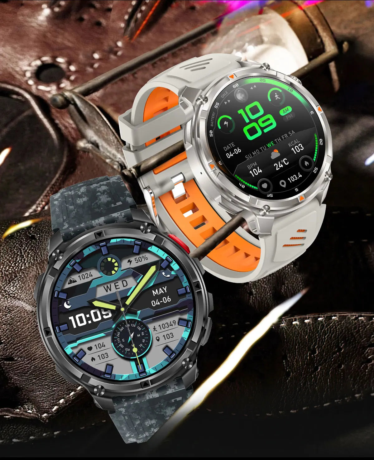 Men Smart Watch 1.7inch LED Flashlight HT33 BT Calling Outdoor Sports Compass Health Monitoring 1100mAh Large Battery Smartwatch