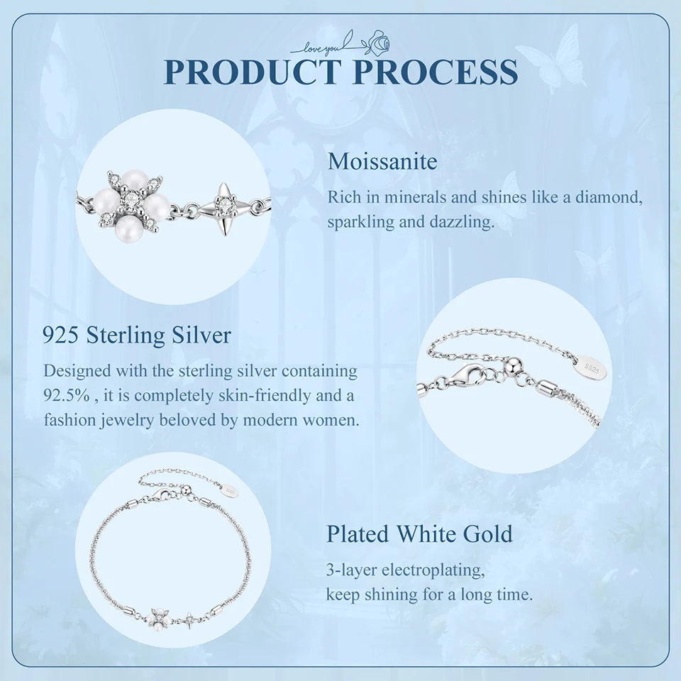 Silver Bracelets Natural Pearl Starlight Bracelet Adjustable Wrist Link Chain with GRA for Women