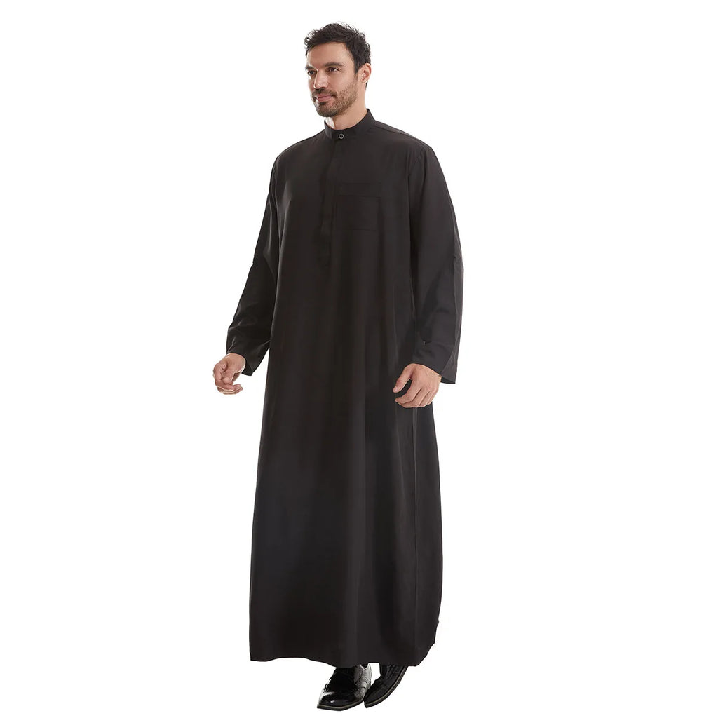 Men’s Muslim Abaya Kaftan Thobe – Long Sleeve Pullover Robe