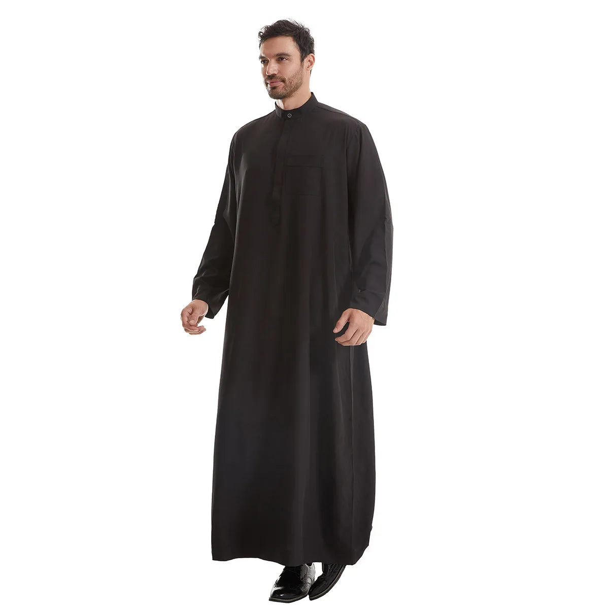 Men’s Muslim Abaya Kaftan Thobe – Long Sleeve Pullover Robe