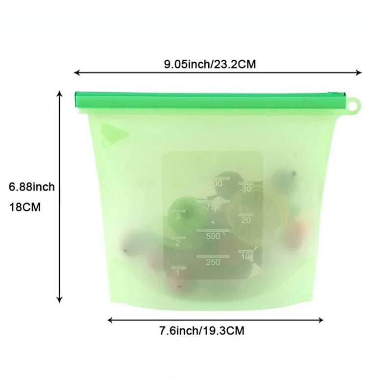 Reusable Silicone Food Storage Bags – 1000ml Leakproof Freezer & Lunch Bags (Set of 4)”