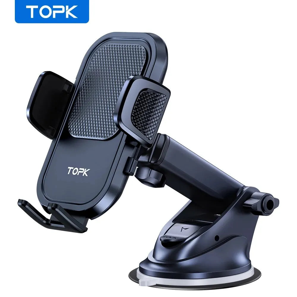 Universal Car Phone Holder Mount - Strong Suction Dashboard Stand for Smartphone Black Compact Size Eye-Catching Accessory