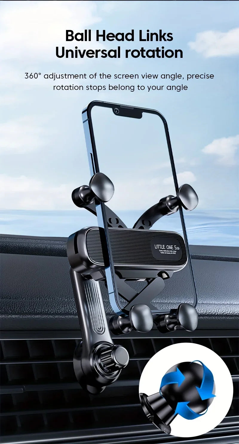 New Gravity Car Phone Holder - Strong Air Vent Clip Mount Adjustable Mobile Cell Stand for Hands-Free Driving