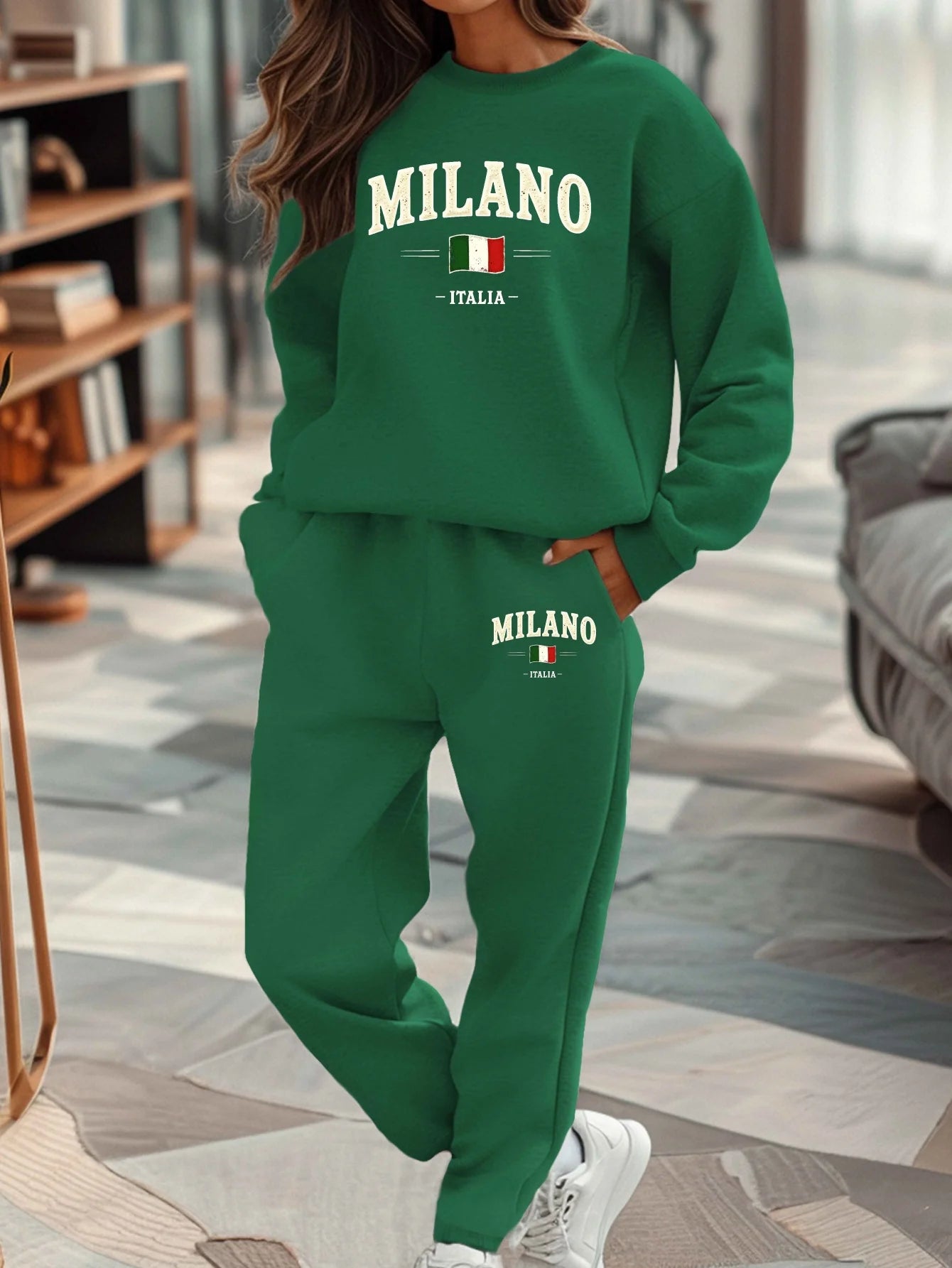 Women’s Warm Hoodie Sweatpants Set Plush Fleece Two Piece Outfit