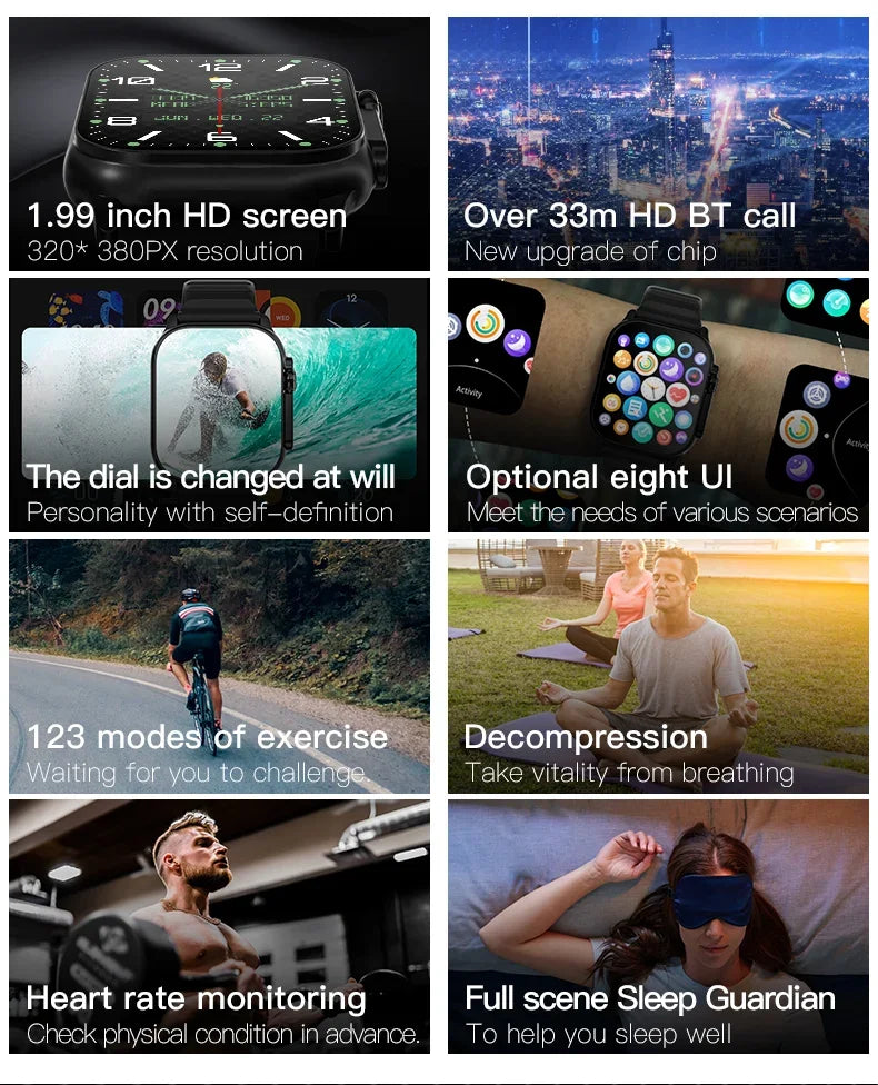 Discover the Smart Watch Pro – a Bluetooth 5.0 smartwatch with heart rate and fitness tracking, full HD touchscreen, and 12-hour battery life. Compatible with Android and iOS.